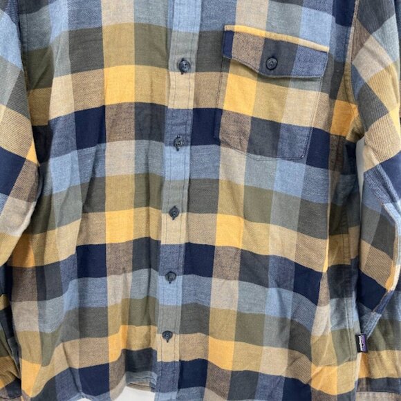 Men's Patagonia Organic Cotton Plaid Shirt Size Medium Blue/Yellow - Picture 7 of 8